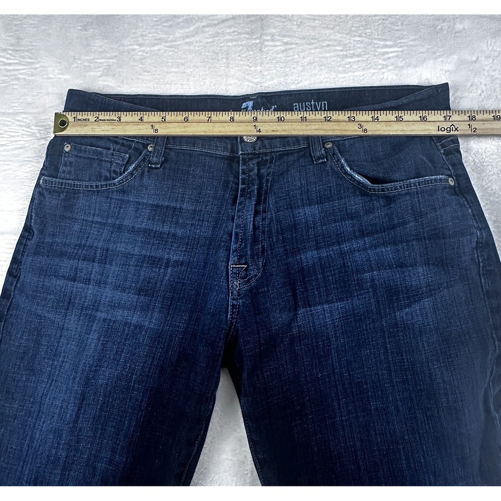 7 For All Mankind Austyn Men's Jeans 33x29 Dark Wash Relaxed Straight Stretch - Picture 7 of 11